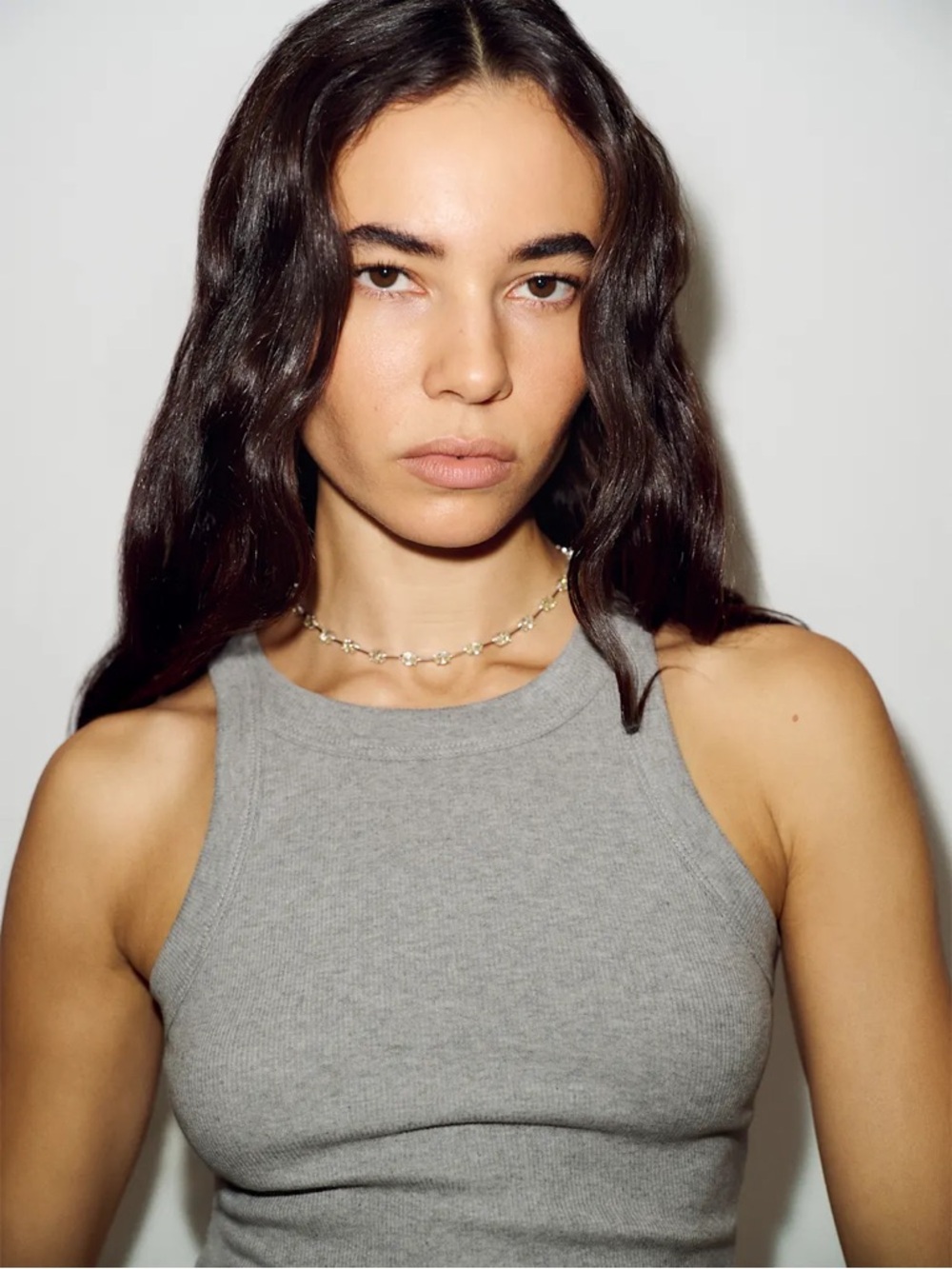 Reformation Light Grey Ribbed Halter Tank - Picture 2 of 4